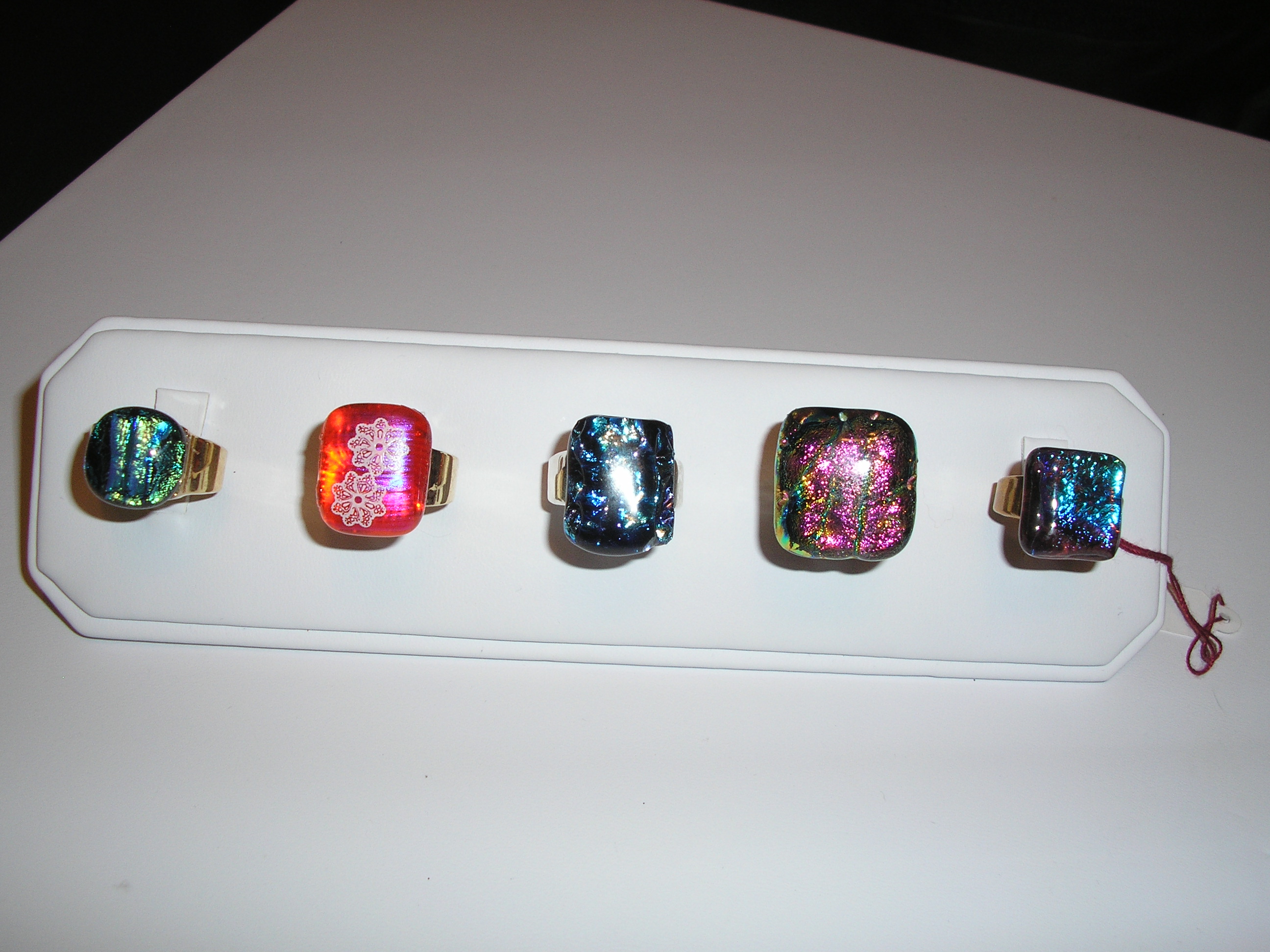 Glass Rings on Dichroic Fused Glass Rings    Kerry Ellen  Glass Artist